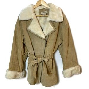 Vintage Penny Lane Genuine Suede Jacket w/ Faux Fur Shearling Coat Jacket Size M